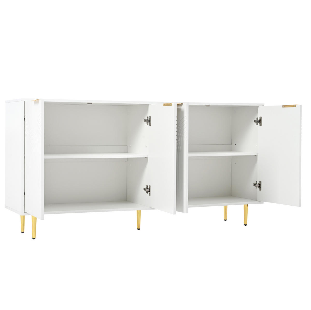 SIDEBOARD 160/40/80 cm weiß aus MDF und Spanplatte mit 4 Türen - Weiß, Holzwerkstoff (160/80/40cm) - OKWISH