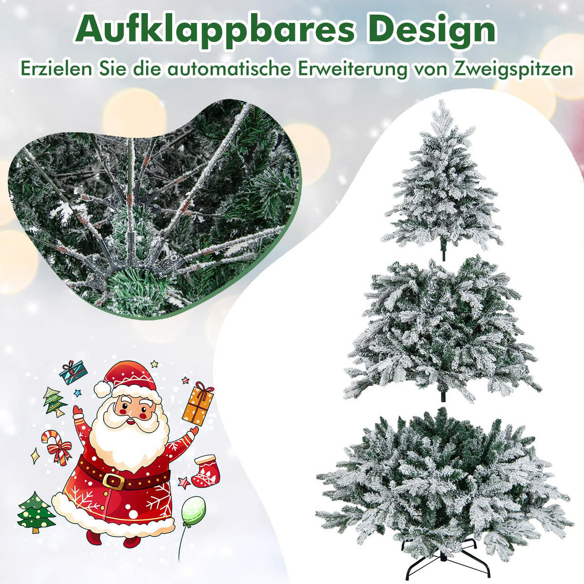 WEIHNACHTSBAUM mit 260 warmweißen LED-Lichtern 180 cm weiß - Weiß, Metall (180cm) - COSTWAY