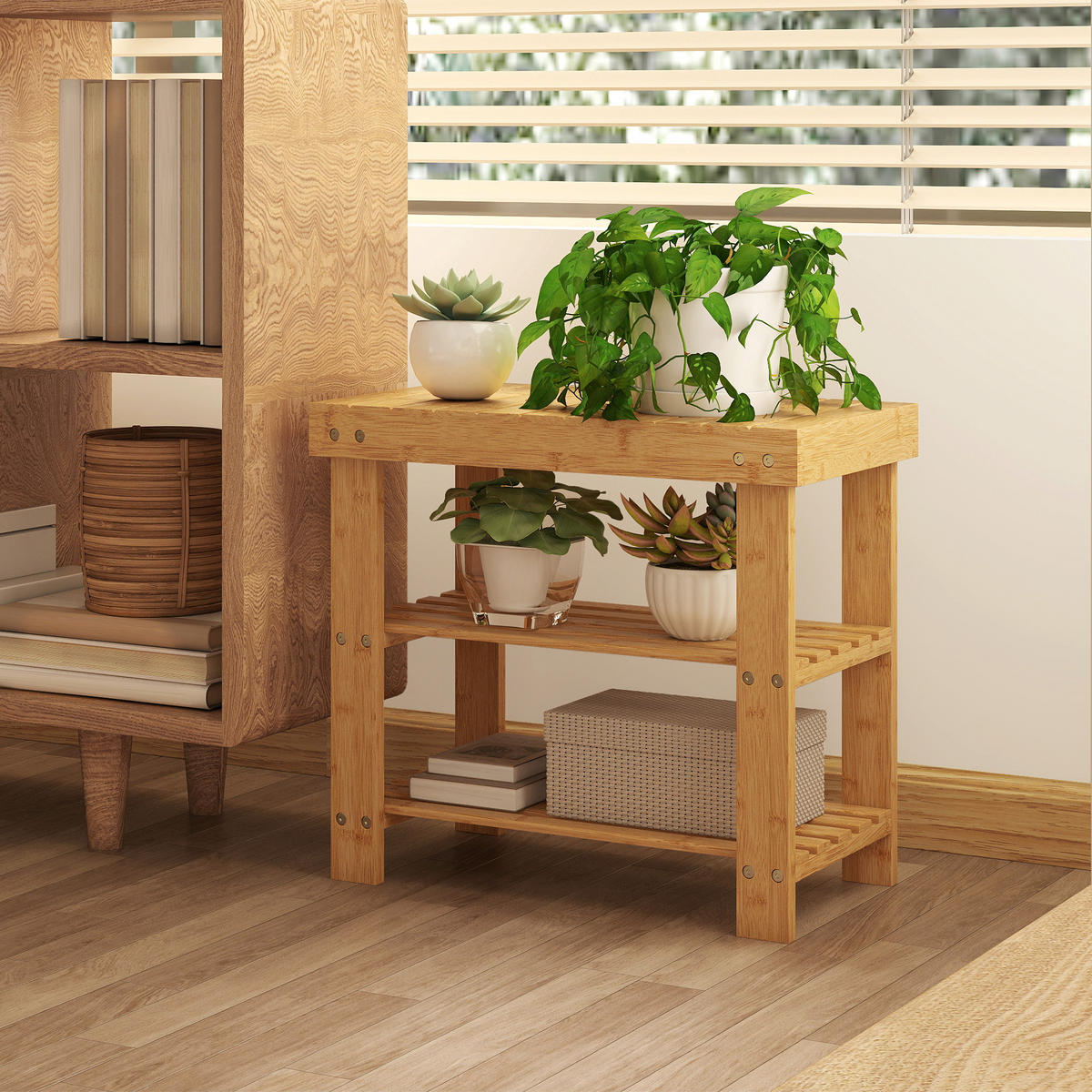 SCHUHBANK Albacete Norte Naturholz Bambus - Hellbraun, Holz (50/45/28cm) - Jamb