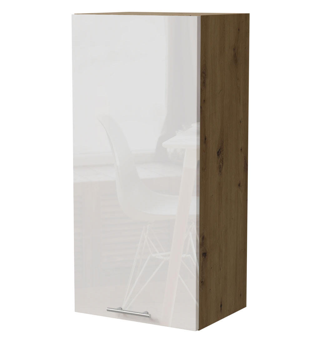 KÜCHENHÄNGESCHRANK Essen W4/45 Weiß Hochglanz / Eiche Artisan Matt 45 / 32,5 / 96cm - Weiß Hochglanz/Eiche Artisan, Holz/Holzwerkstoff (45/96/32.5cm) - Feldmann-Wohnen