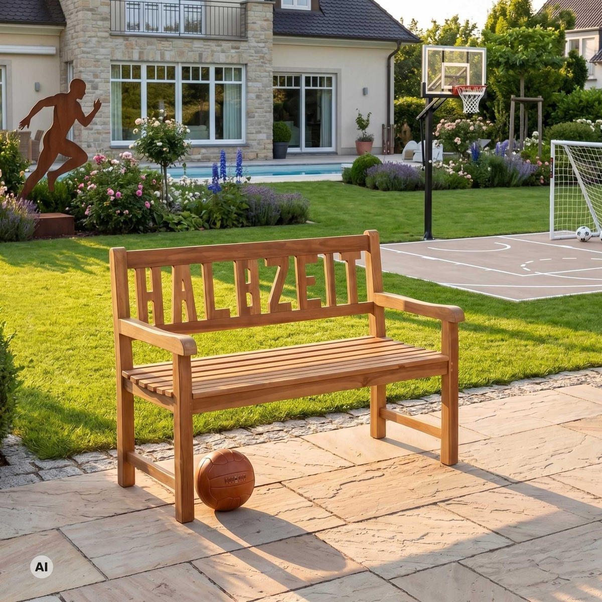 GARTENBANK Halbzeit - Naturfarben, Holz (120/94/60cm) - Mr. Deko