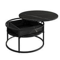 COUCHTISCH Marlo Schwarz/Marmor-Weiß 77 x 77 cm - Schwarz/Weiß, Holzwerkstoff (77/77/52cm) - Vicco