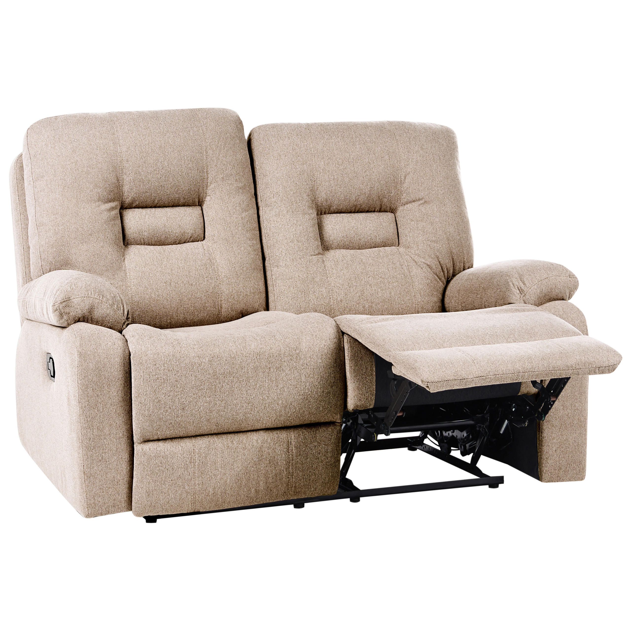 SOFA manuell verstellbar 2-Sitzer Stoff Beige Bergen - Beige/Schwarz, Textil (149/101/72cm) - Beliani