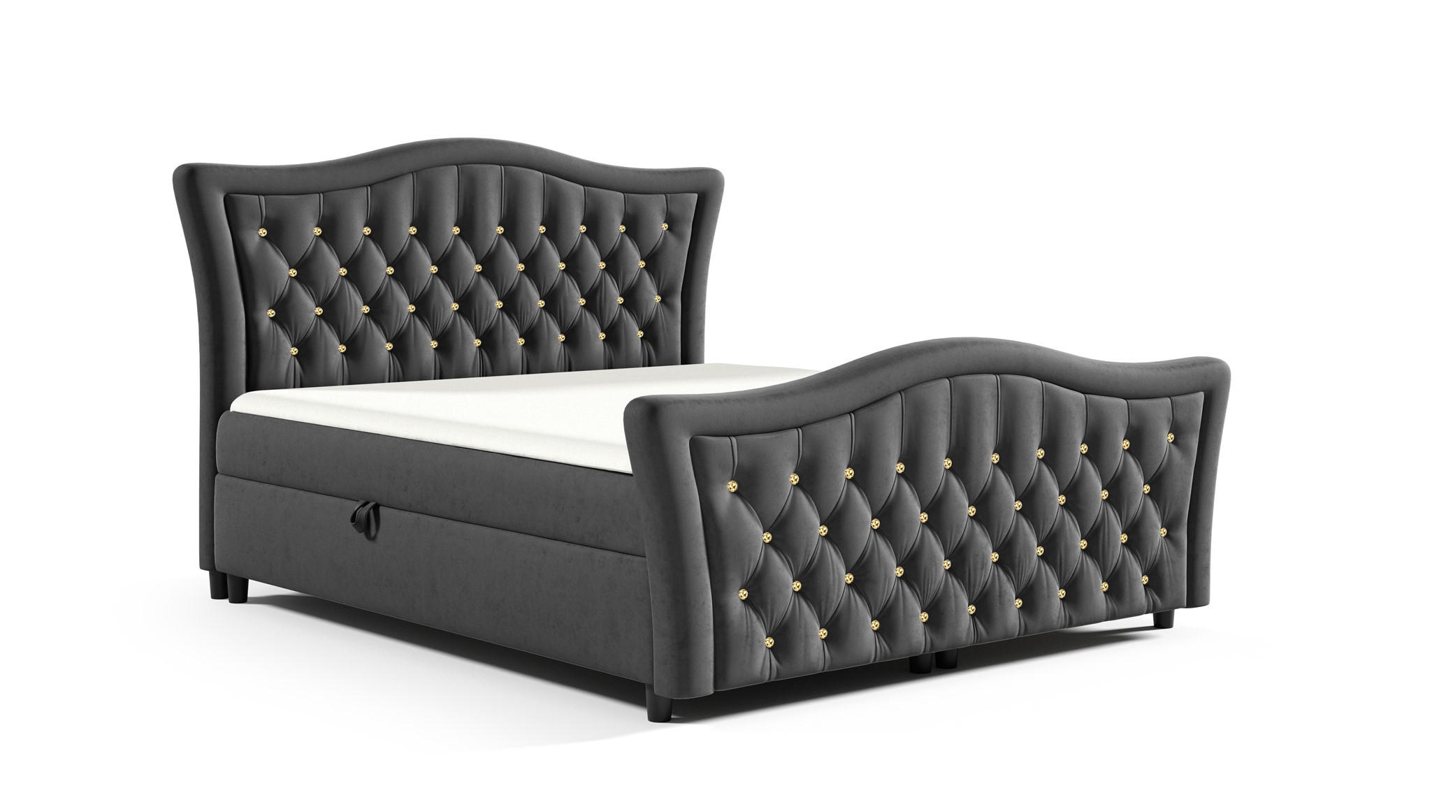 BOXBETT Turhan In Elisa Velvet - Grau, Holzwerkstoff/Textil (120/200cm) - Fun Möbel