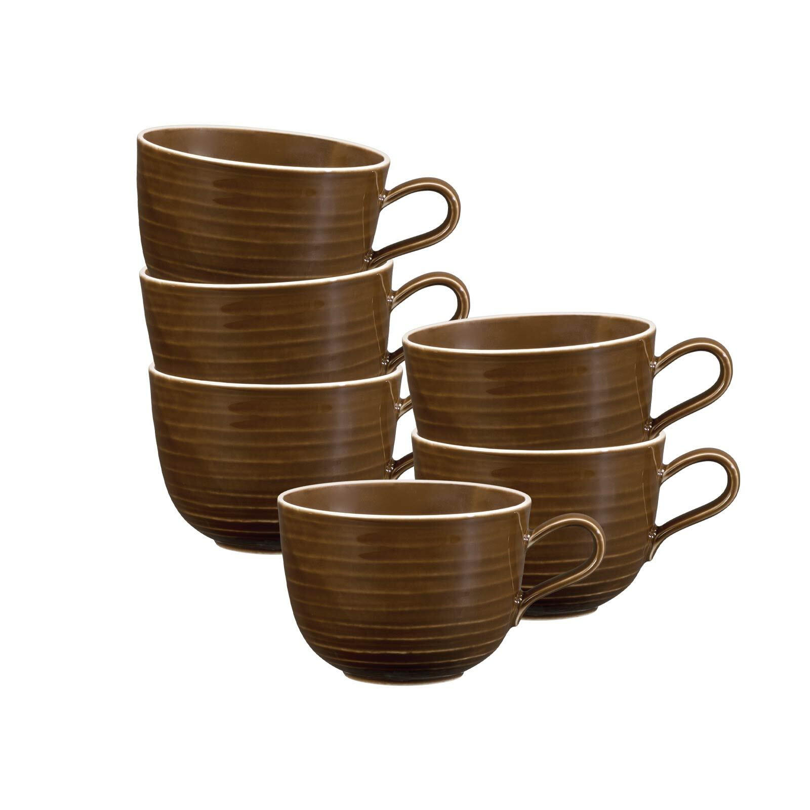 MILCHKAFFEETASSEN Terra Erdbraun 400 ml 6er Set - Braun, Keramik (0.4L) - Seltmann Weiden