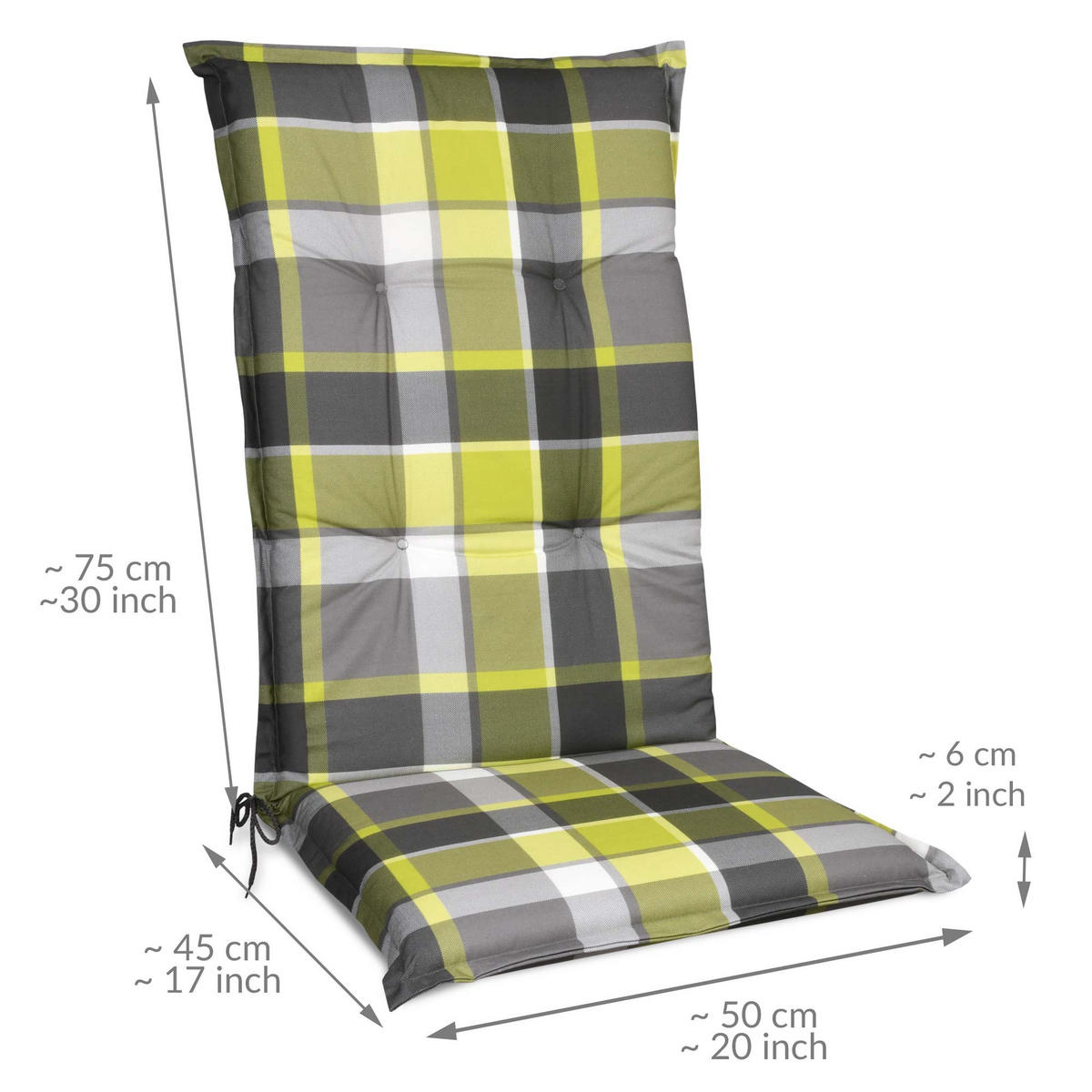 HOCHLEHNERAUFLAGE Sunny MK 120/50/6cm Grün-Kariert - Grün, Textil (50/6/120cm) - Beautissu 