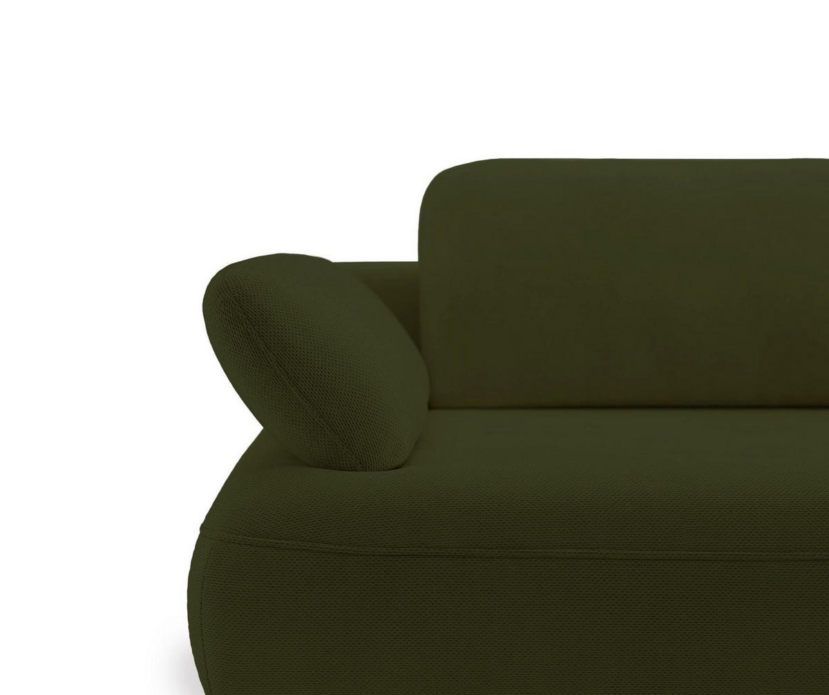 ECKSOFA Avolla Olivgrün rechts - Schwarz/Olivgrün, Textil/Metall (186/284cm) - Selsey