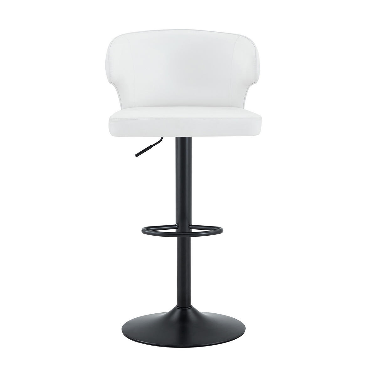 BARHOCKER DE-36727 2er-Set höhenverstellbar mit 360°-Drehung und PU Schwarz - Weiß, Metall (45/110/49.7cm) - ComfortXL