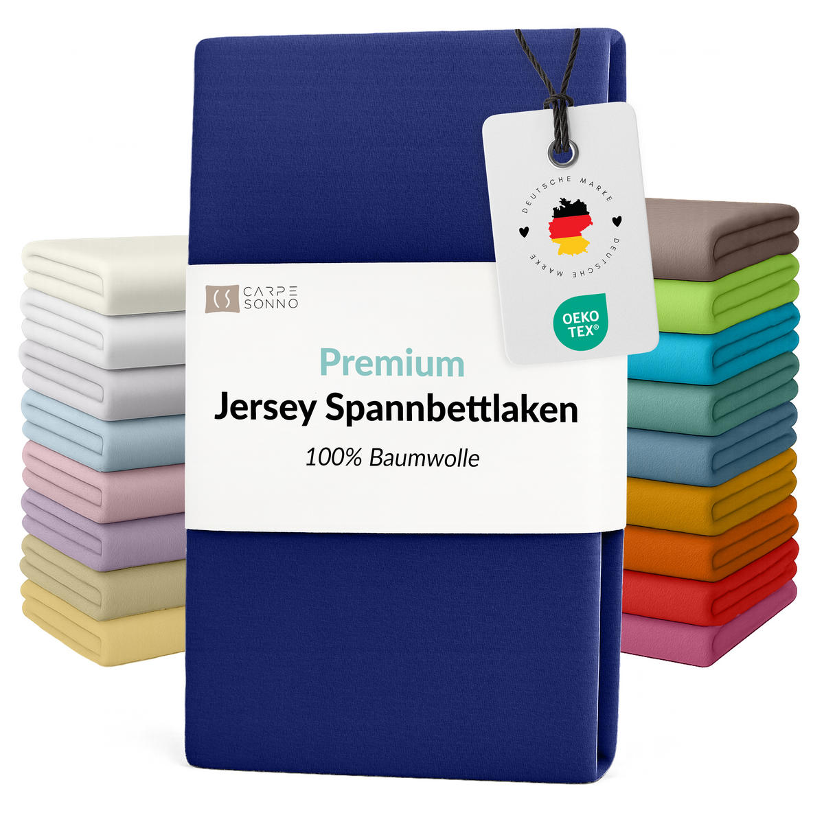 JERSEY-SPANNBETTTUCH 180x200 - 200x200 Große Bettlaken aus 100% Baumwolle, Spannbettlaken Laken Uni Royal-Blau - Blau, Textil (200/200cm) - Carpe Sonno