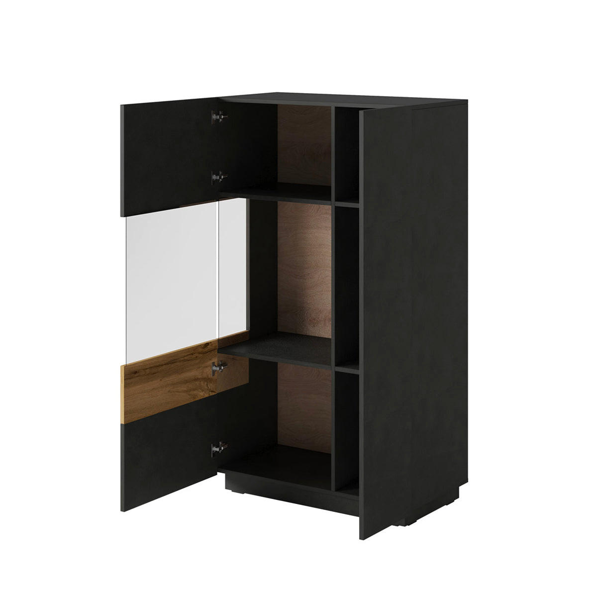 GESCHIRRSCHRANK Andrea Anthrazitgrau und Holz - Grau, Holzwerkstoff (80/139/40cm) - Petits-meubles