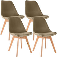 STUHL 4 Samt Braun - Eukalyptusholzfarben/Braun, Holz/Textil (49/83/50cm) - CLP
