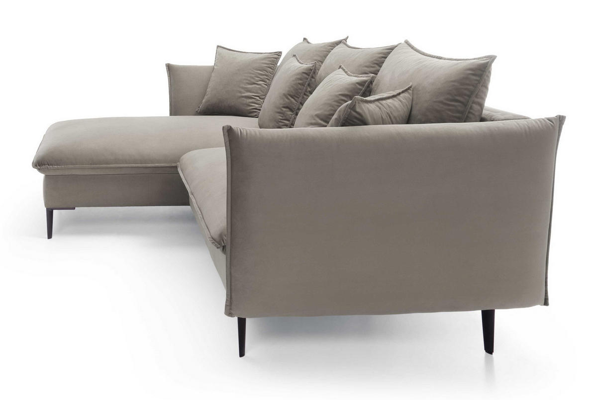 ECKSOFA Flavio mit Schlaffunktion, Bettkasten 260 cm, Links, Grau - Grau, Holz (258/167cm) - Emporius