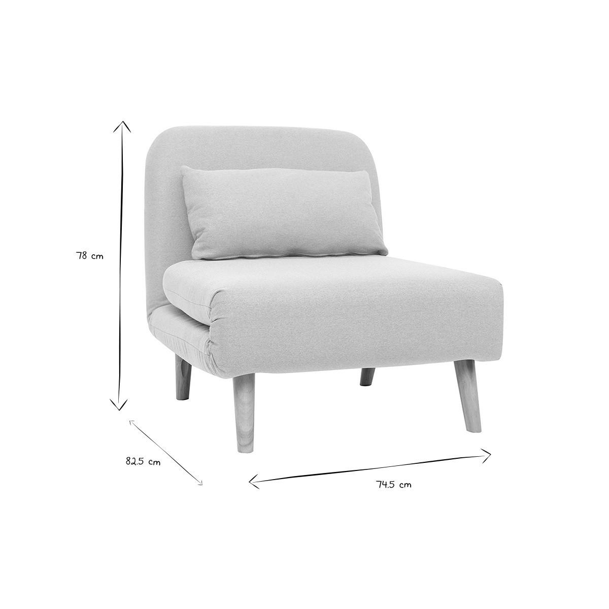 SCHLAFSESSEL Skandinavisch Stoff Hellgrau AMIKO - Hellgrau, Textil (82.5/78/74.5cm) - Miliboo