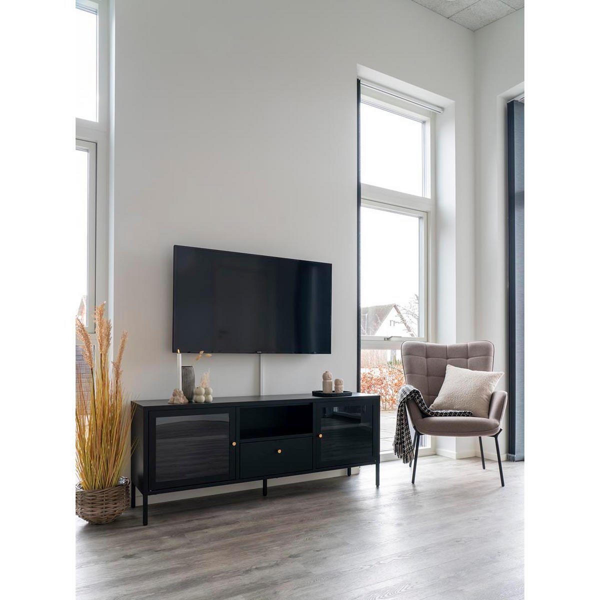 TV-ELEMENT Schwarz - Schwarz, Holzwerkstoff (160/60/35cm) - ebuy24