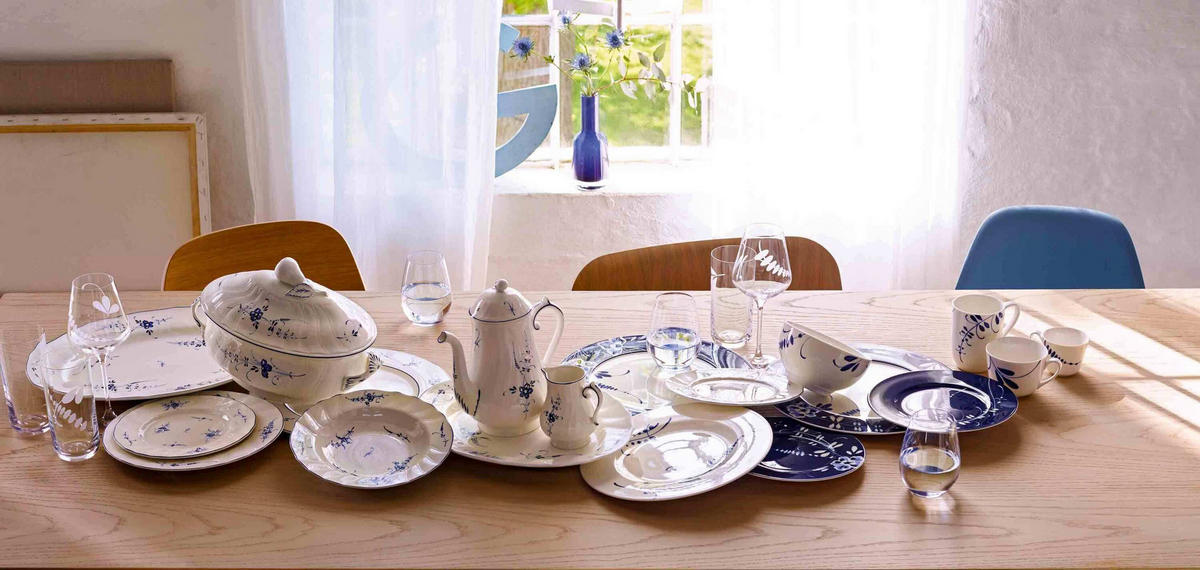 ESPRESSOTASSEN MIT UNTERTASSEN Vieux Luxembourg weiß-blau 70 ml 6er Set - Blau/Weiß, Keramik (0.07L) - Villeroy & Boch