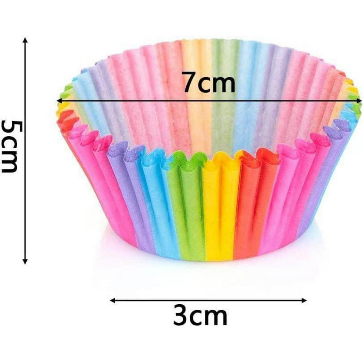MUFFINFÖRMCHEN 200 Stück Set Regenbogen Papier - Multicolor, Papier (7/5/3cm)