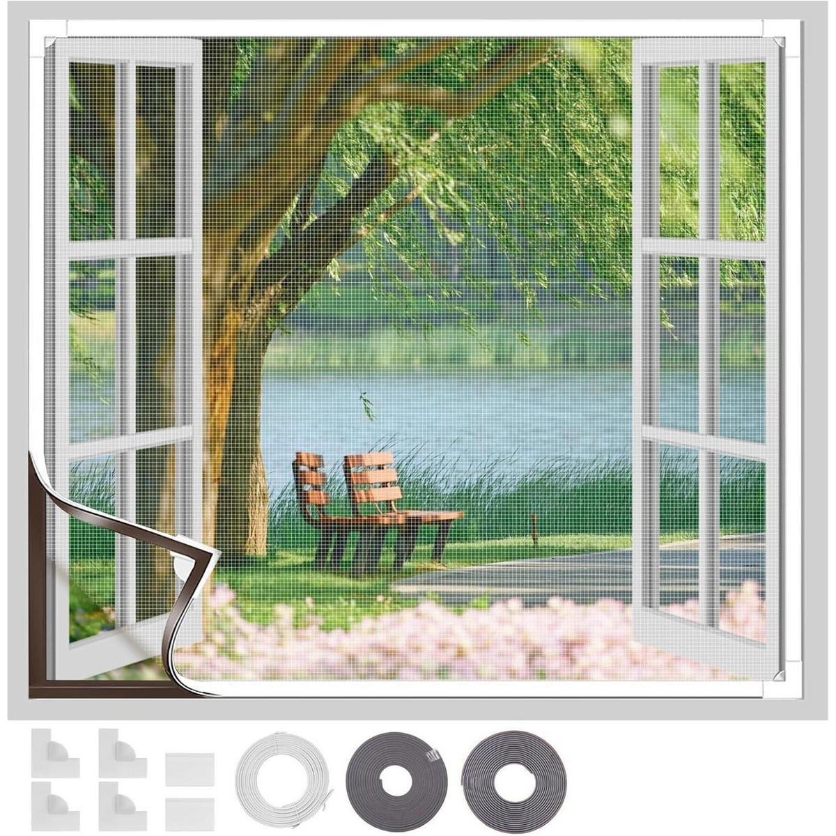 FLIEGENGITTER Fenster 150 x 180 cm Magnetisch Weiß - Weiß, Textil (1/1/1cm)
