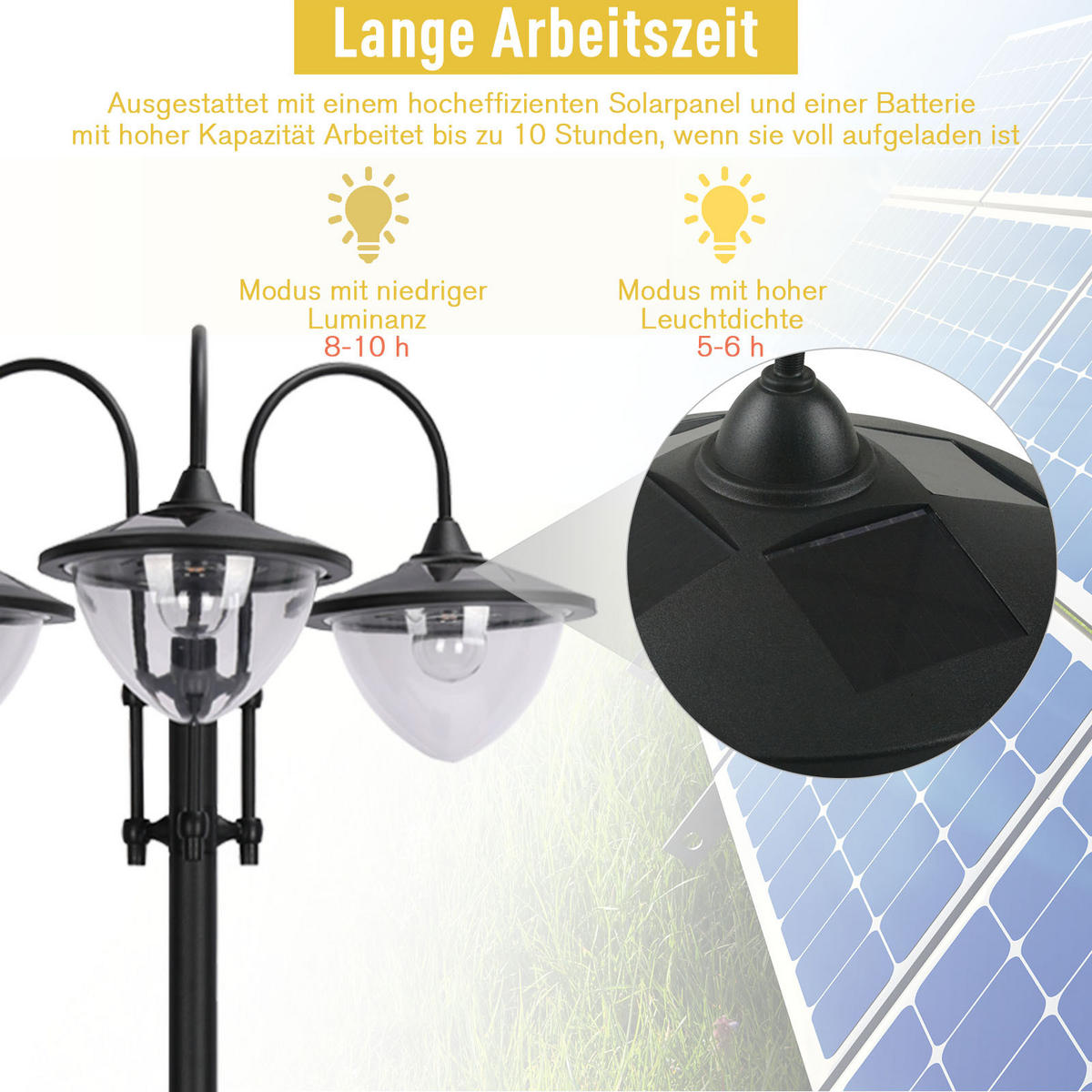 GARTENLATERNE, Schwarz, PP, ABS, Edelstahl, Aluminiumlegierung - Schwarz, Metall (60/55/189cm) - Outsunny