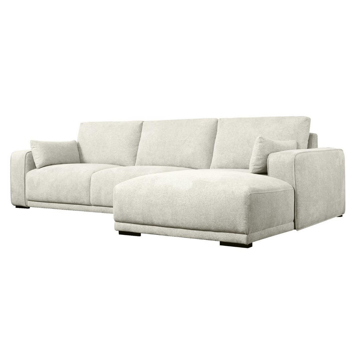 ECKSOFA Webstoff Beige - Beige/Schwarz, Holz/Textil (305/105cm) - Furnhouse