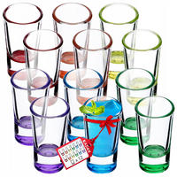 SCHNAPSGLÄSER, Mehrfarbig, 28 ml 12 Stück - Blau/Gelb, Glas (0.028L) - KADAX