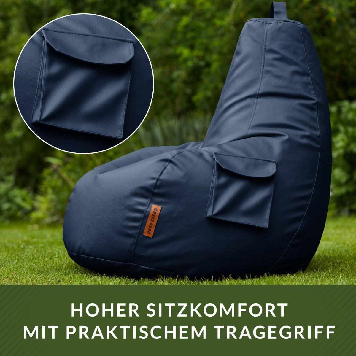 GAMING SITZSACK Cozy Kunstleder - Dunkelblau, Textil (70/90/90cm) - Green Bean