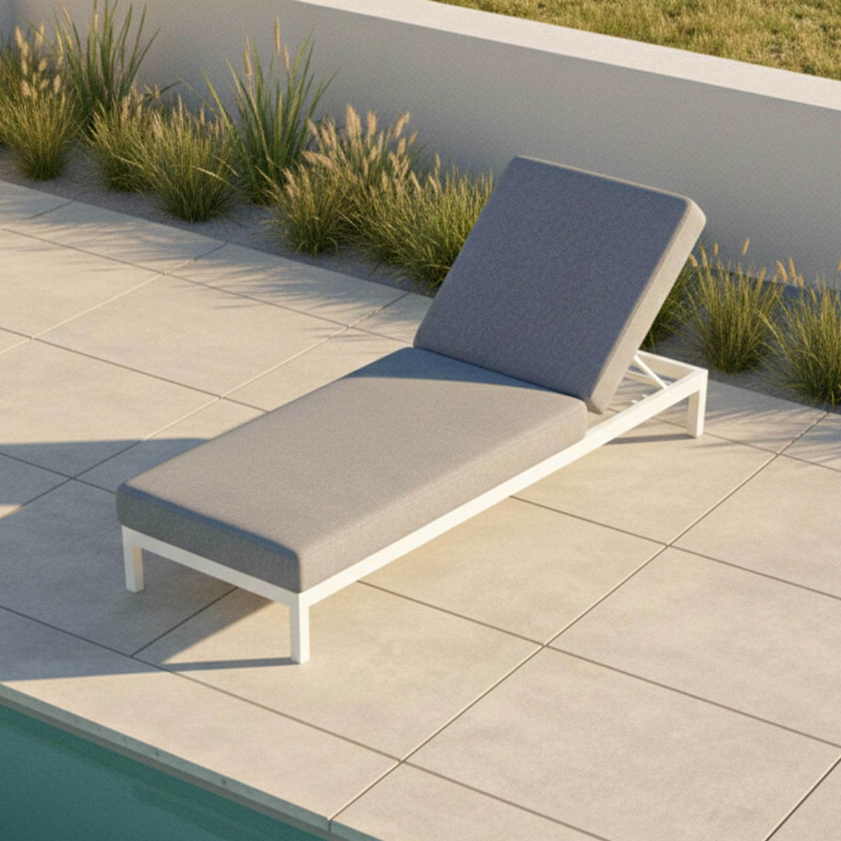 SONNENLIEGE, Weiß - Weiß, Metall (75/74/202cm) - Oviala