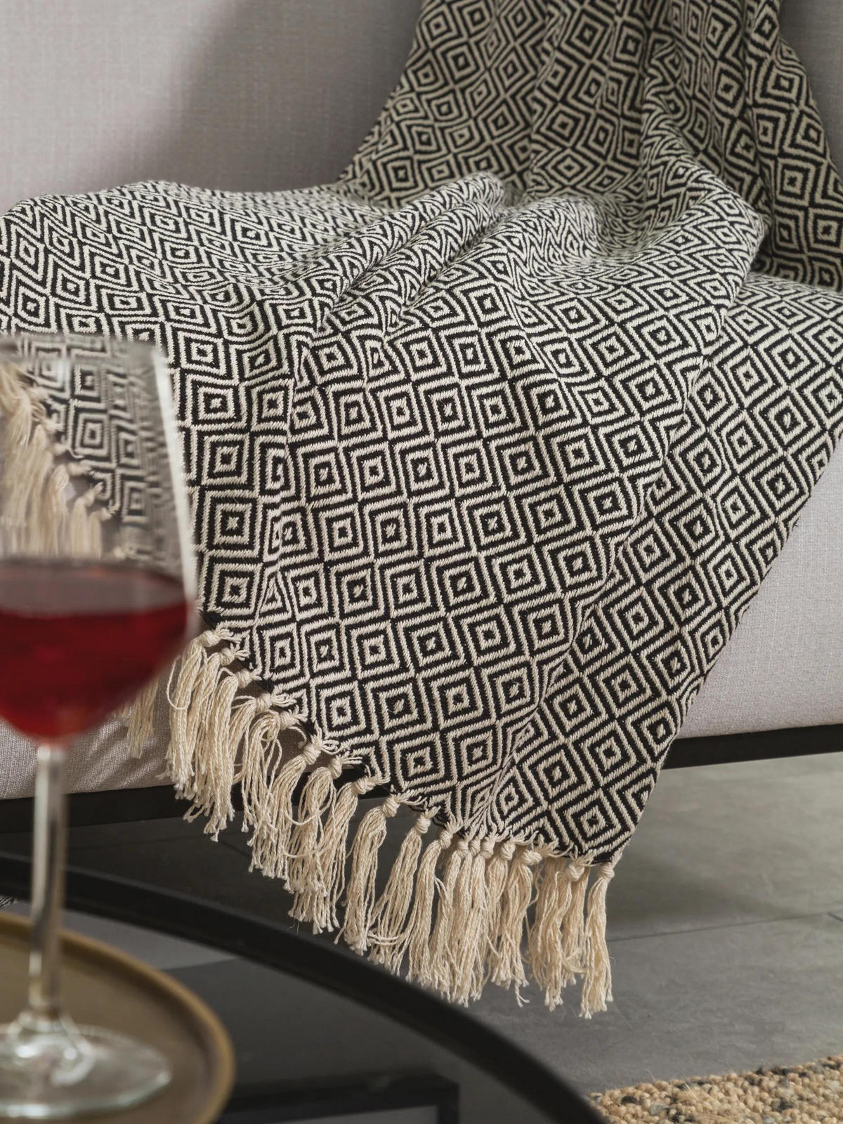 PAMUČNA deka Jasmin crna 125x150 cm - crna, tekstil (125/150cm) - benuta Nest