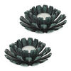 2xTEELICHTHALTER - Smaragdgrün, Metall (6cm) - Relaxdays