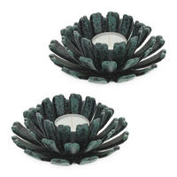 2xTEELICHTHALTER - Smaragdgrün, Metall (6cm) - Relaxdays