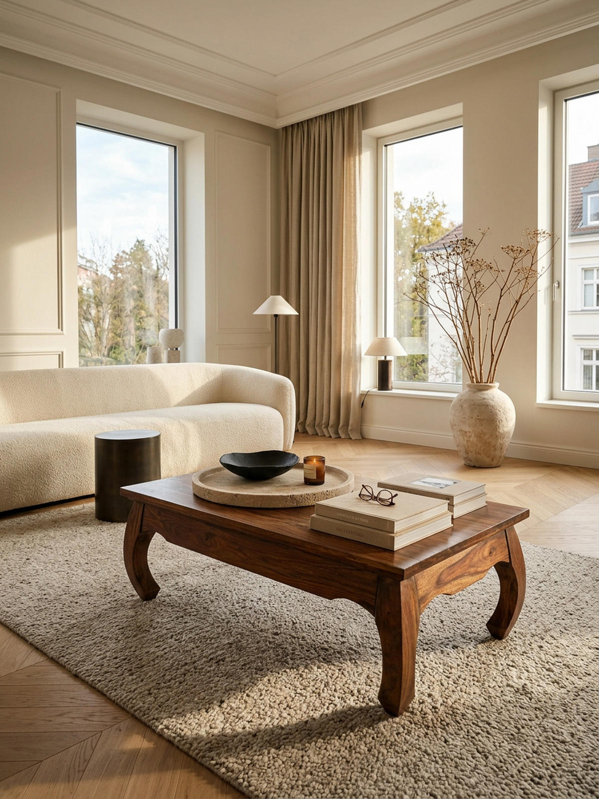 COUCHTISCH KANADA in Opium-Form aus Massivholz Akazie handgefertigt, Braun 110x60x40 cm - Braun, Holz (60/110/40cm) - KADIMA DESIGN