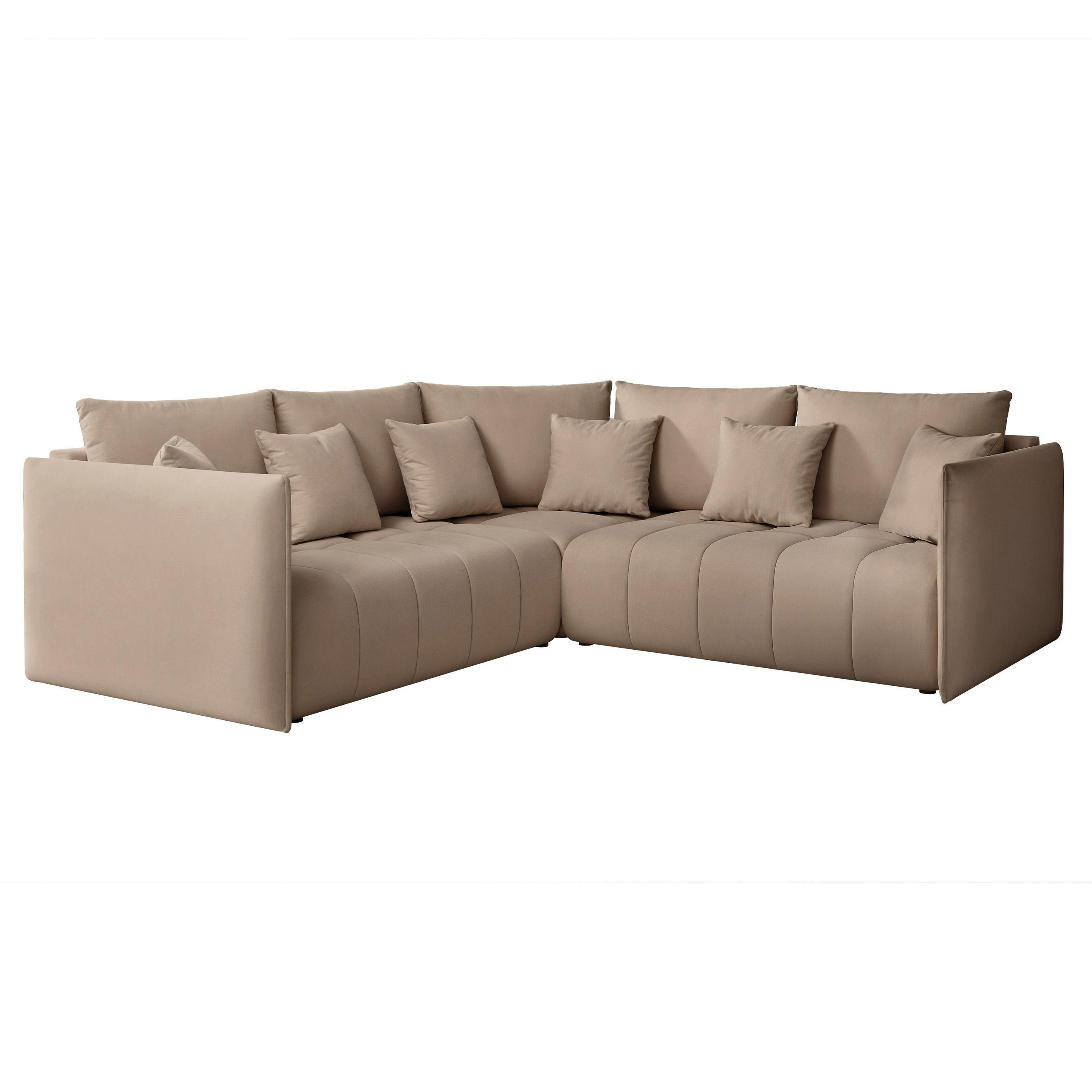 ECKSOFA OLIMPIA mit Schlaffunktion und Bettkasten Beige - Beige, Holzwerkstoff/Kunststoff (235/230cm) - Idohome