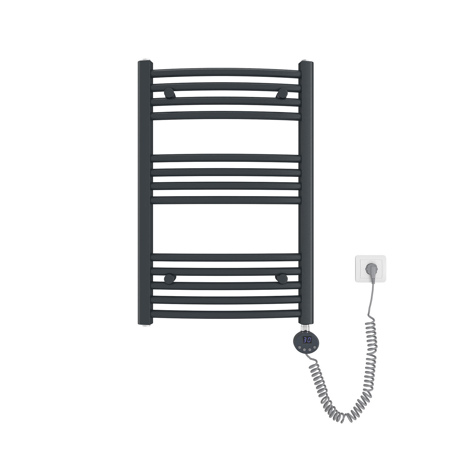 HANDTUCHHEIZKÖRPER elektrisch gebogen Anthrazit 75/50/5,6 cm - Anthrazit, Metall (50/75/5.6cm) - EMKE