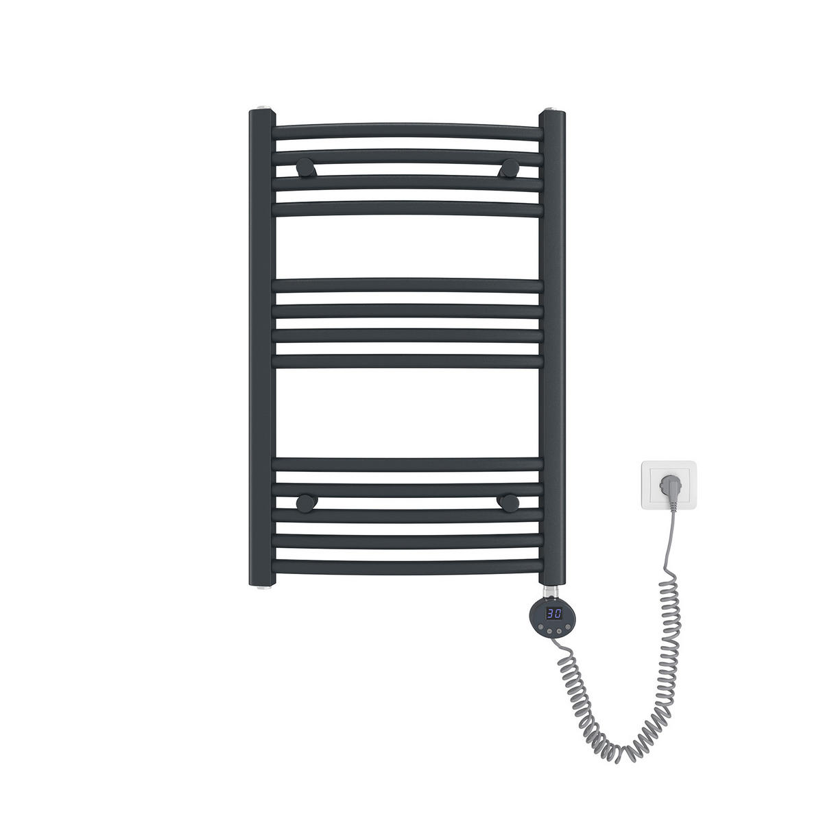 HANDTUCHHEIZKÖRPER elektrisch gebogen Anthrazit 75/50/5,6 cm - Anthrazit, Metall (50/75/5.6cm) - EMKE