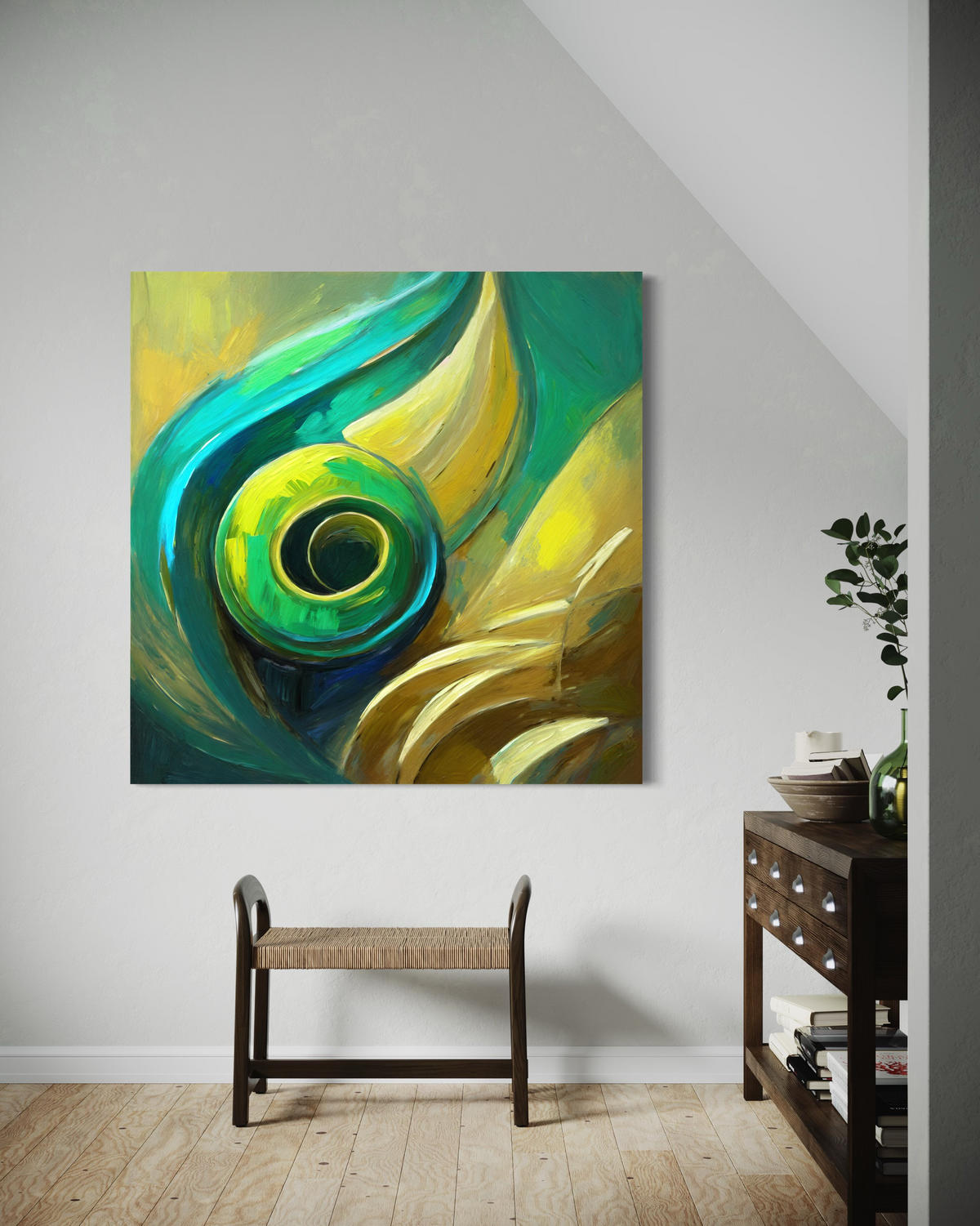 WANDBILD grüne abstraktion - Grün, Textil (50/50cm) - Feeby