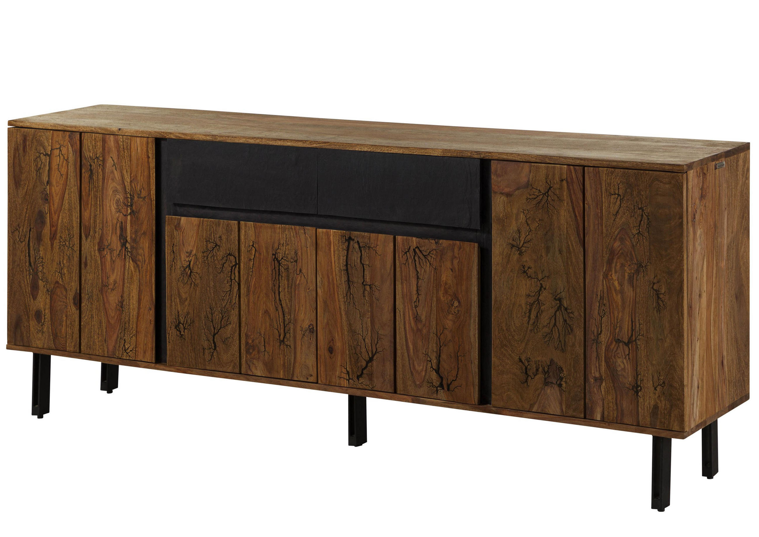 SIDEBOARD Sheesham 185x40x77 natur unbehandelt LICHTENBERG #116 - Braun, Holz (185/77/40cm) - Massivmoebel24