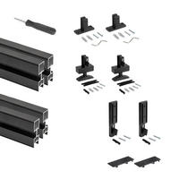 RAHMEN Zero, mit Beschlägen und Profilen für Boden- und Wandmontage, Aluminium und Zamak, Schwarz strukturiert 2er-set - Schwarz, Metall (2.2/217/28.5cm) - EMUCA