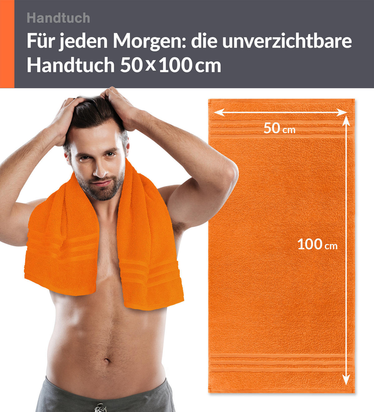 HANDTUCH 50x100 cm London Clementinen Orange 4er Set - Orange, Textil (50/100cm) - Lashuma