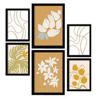 POSTER Set Mit 6 Flora Geht In Blume Zusammenfassung Ästhetische Dekorative Gemälde Für Ihr Wohnzimmer, Schlafzimmer, Zuhause A3 & A4 Schwarzer Rahmen - Schwarz, Papier (29/3cm) - Nacnic