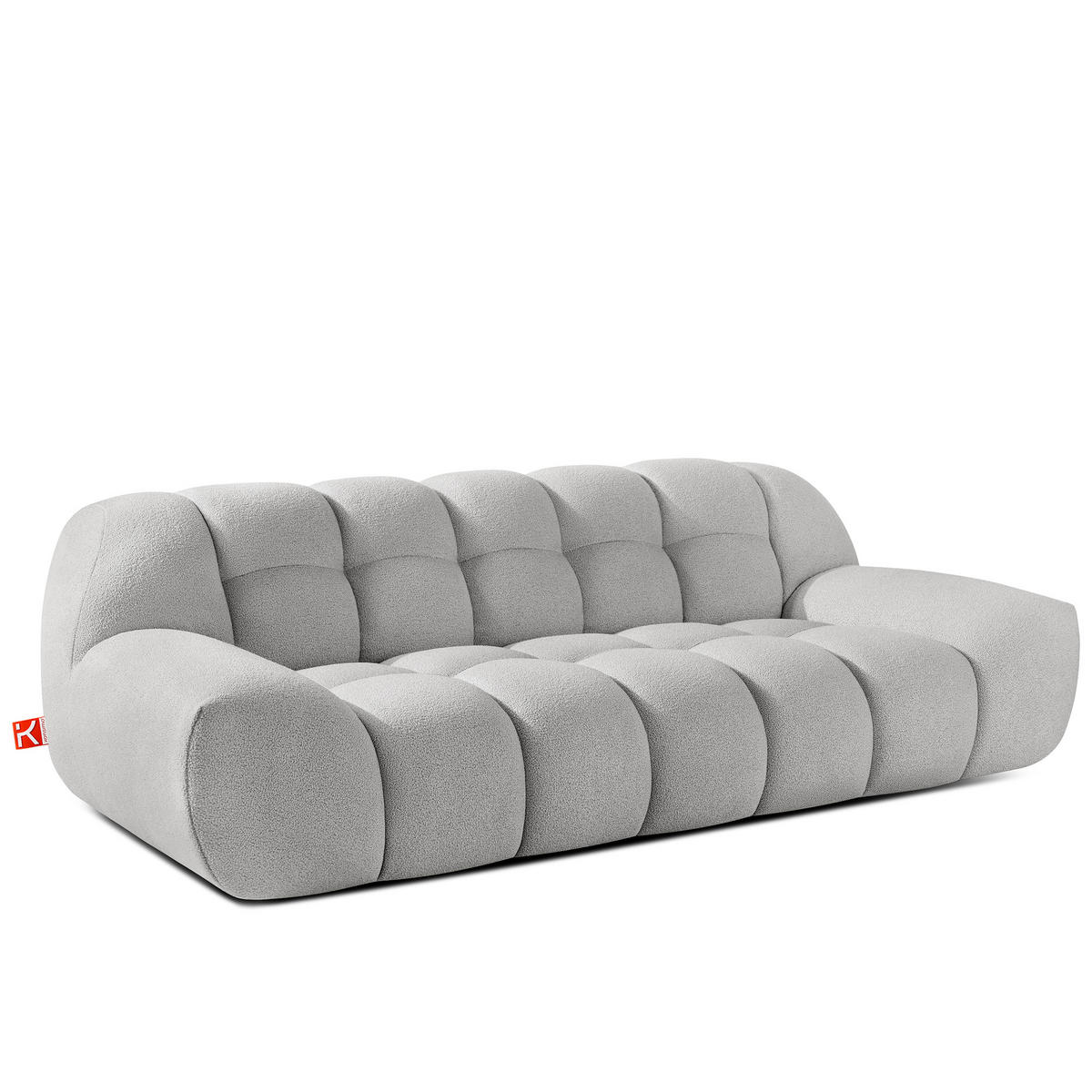 EINZELSOFA VENA Bouclé, Hellgrau - Hellgrau, Holz/Textil (225/72/105cm) - KONSIMO®