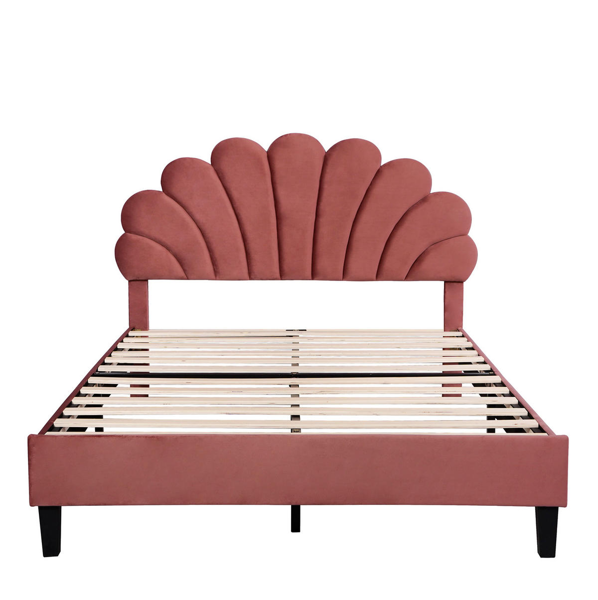 POLSTERBETT mit Lattenrost 140x200 cm Samt Bohnenrot - Rot, Metall (140/200cm) - Beauniv