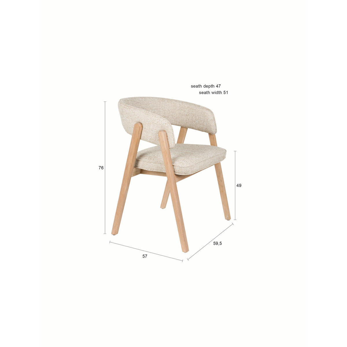 ESSZIMMERSTUHL Bright Beige - Beige, Kunststoff (57/76/59.5cm) - Zuiver