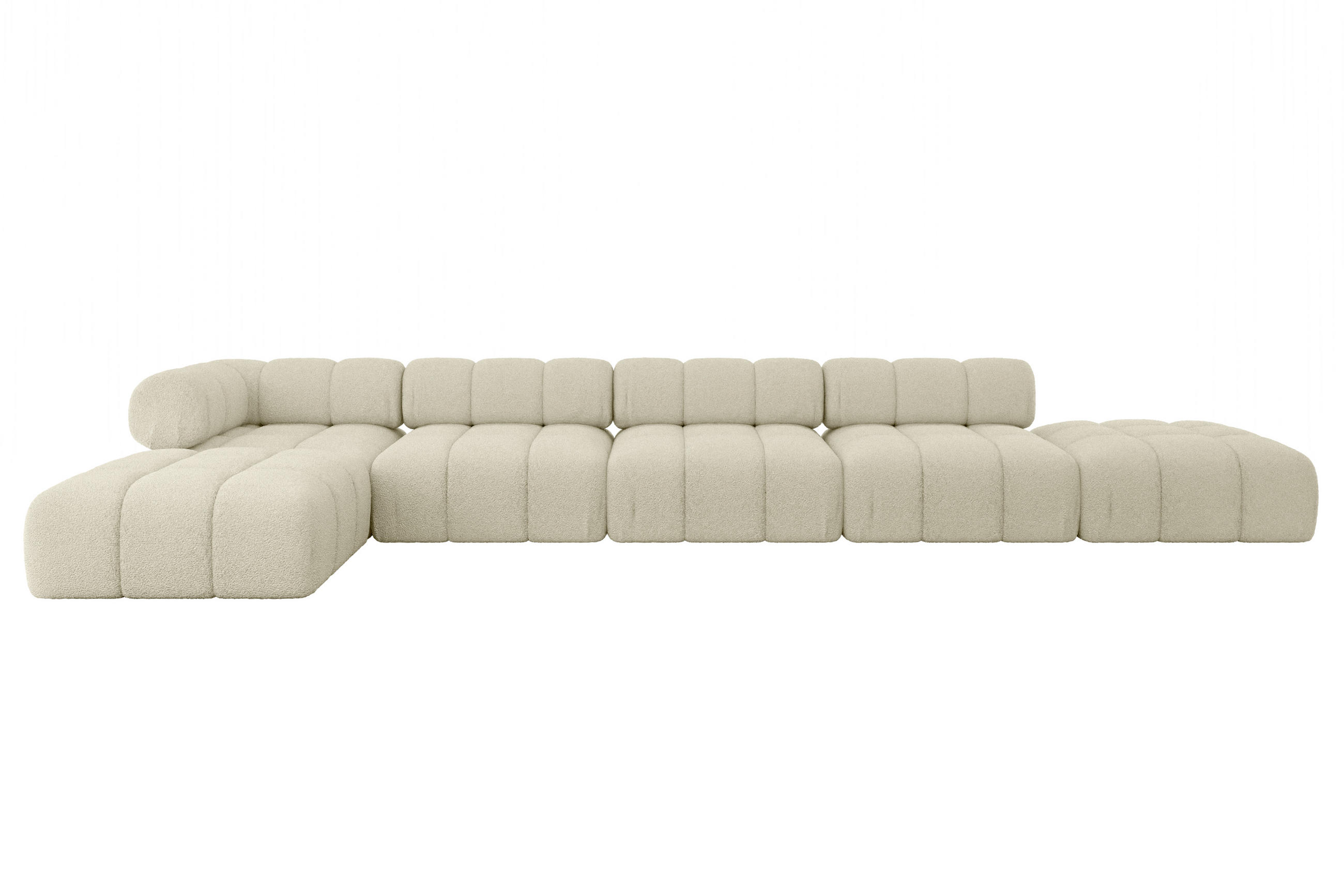 ECKSOFA modulares Sofa Kerru-L3 - 475x190x70 cm Beige Bouclé - Beige, Holzwerkstoff/Textil (475/190cm) - ALTDECOR