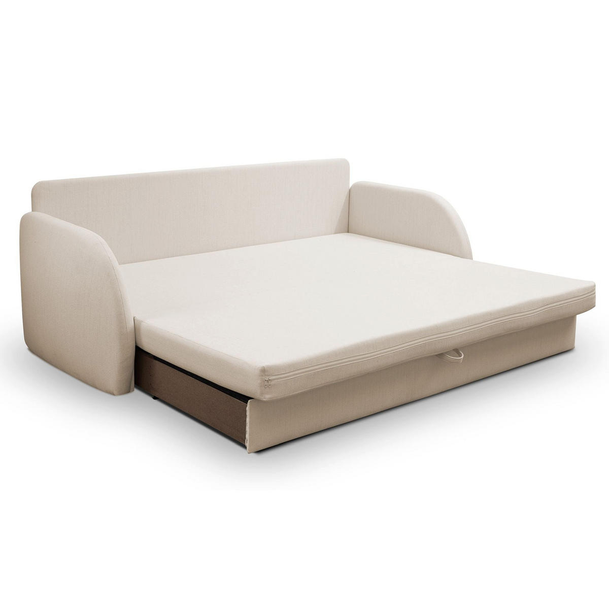 SCHLAFSOFA Diego hellbeige - Ecru/Schwarz, Kunststoff/Textil (221/90/91cm) - Selsey