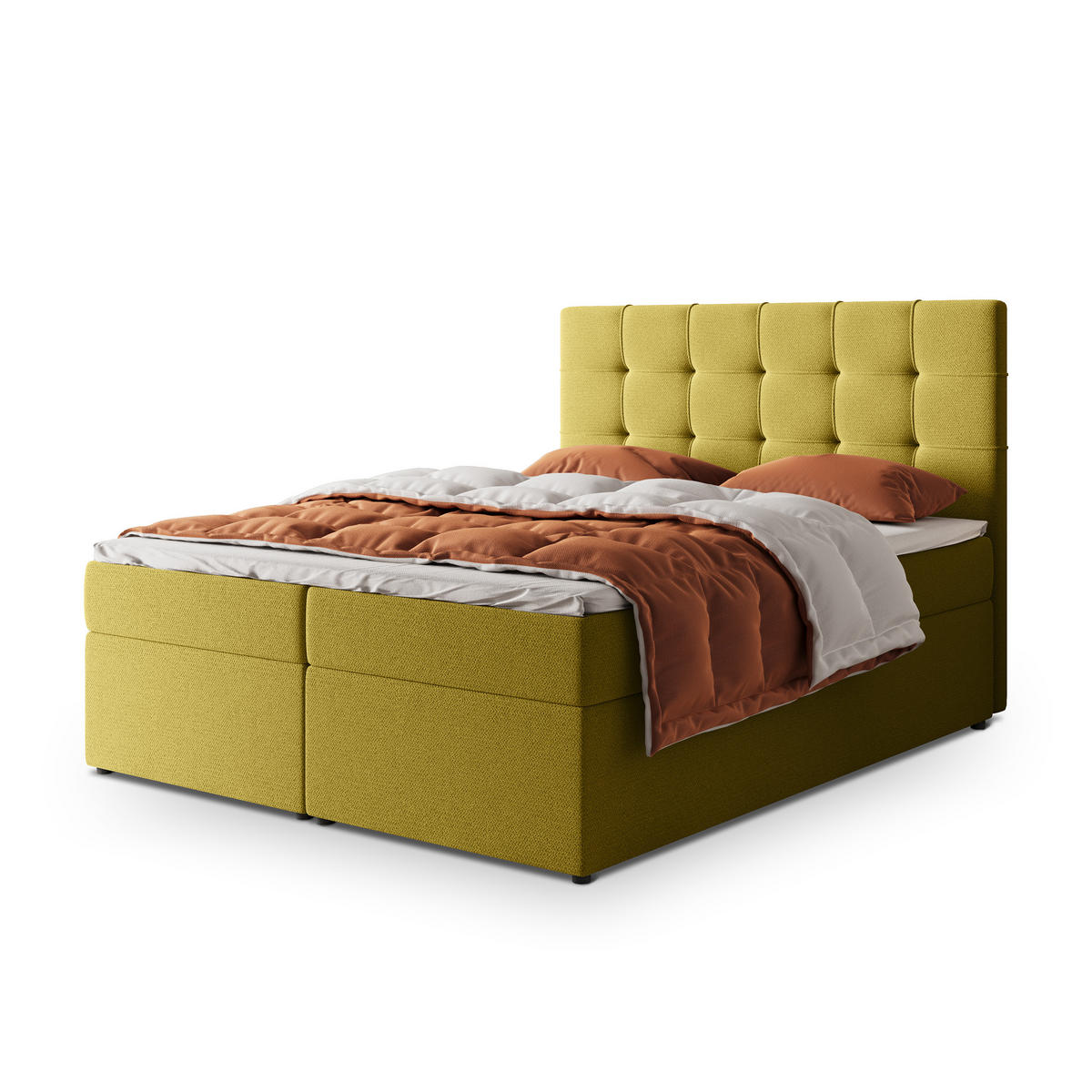 POSTEL BOXSPRING PALMA 160x200 cm, s matrací a úložným prostorem, žlutá - žlutá, kompozitní dřevo/textil (160/200cm) - MASSENO