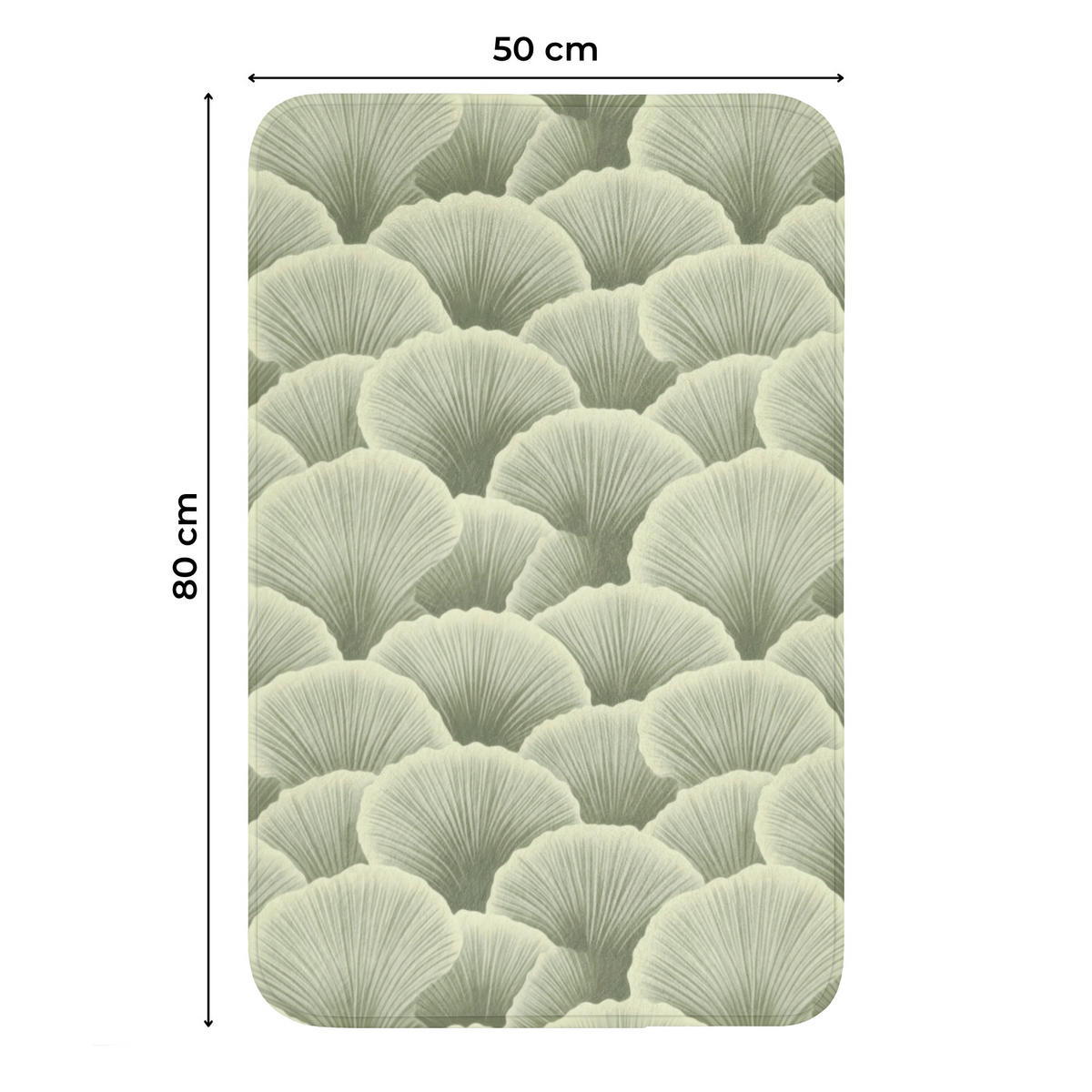WC PŘEDLOŽKA Vějíř - list - zelený 50x80 cm - pastelově zelená, textil/plast (50/1cm) - OnlyWow