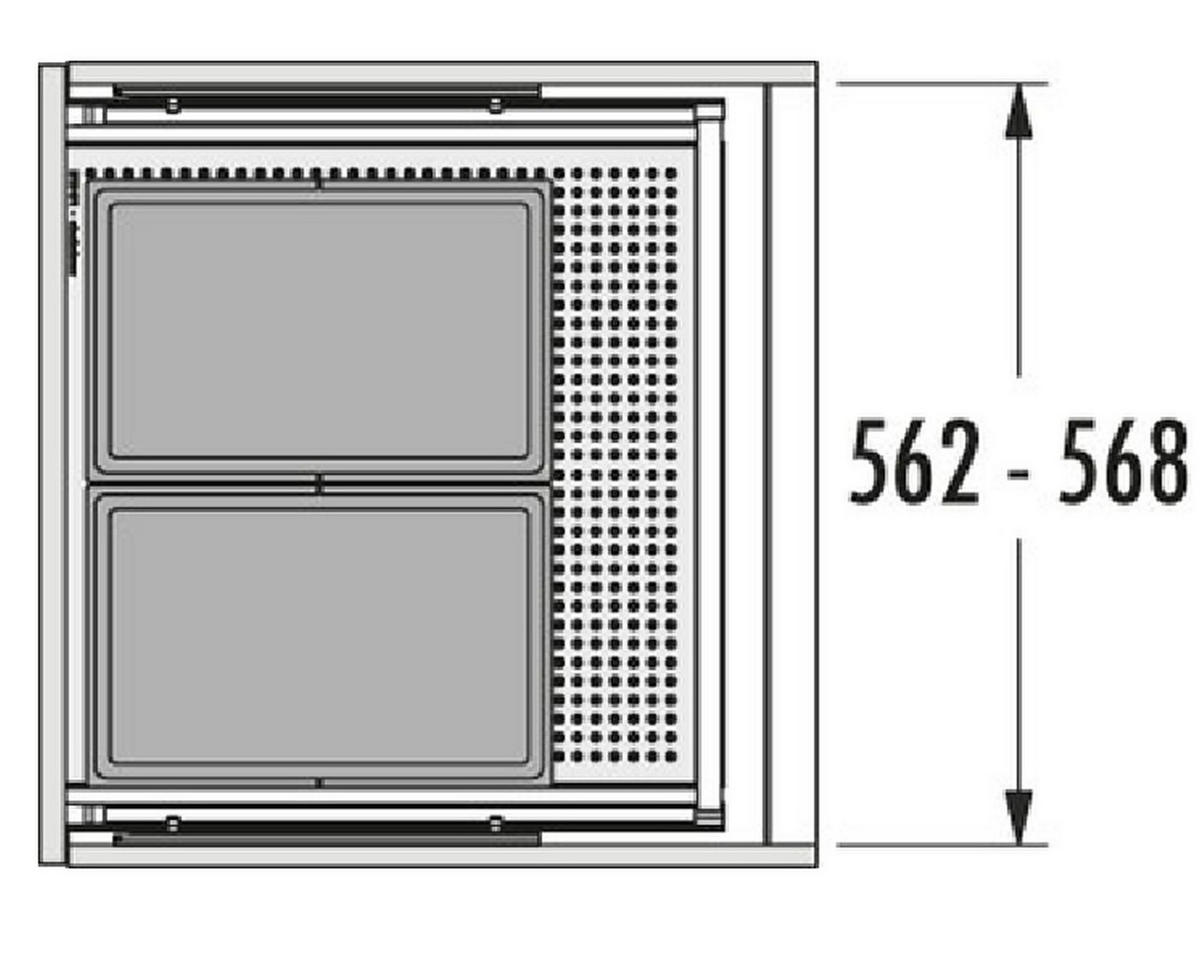 HAILO Allegro System 1x 18 und 2x 8 Liter Mülleimer Küche Einbau 60cm Schublade - Grau, Kunststoff (47.6/34.5/47.3cm) - Hailo