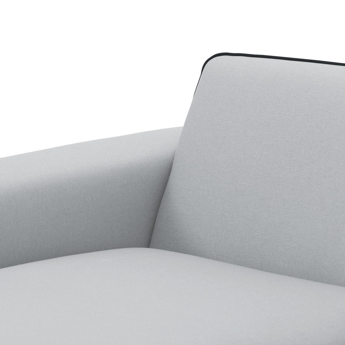 ECKSOFA mit Longchair - Webstoff - Hellgrau/Schwarz, Textil/Metall (285/168cm) - home24