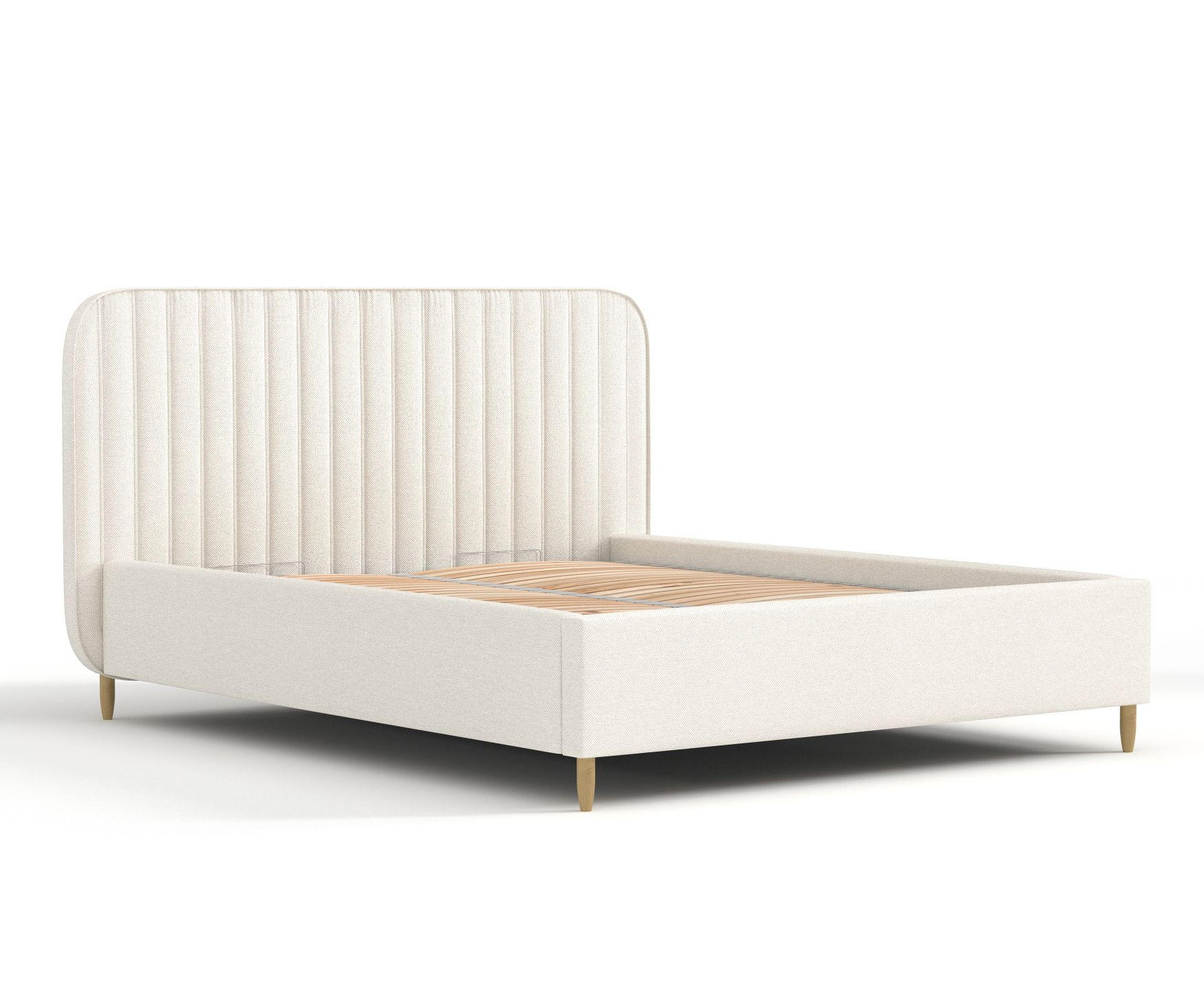 POLSTERBETT Noto Creme 120/200 cm im Webstoff - Creme/Naturfarben, Holz/Holzwerkstoff (120/200cm) - Maison de Reve