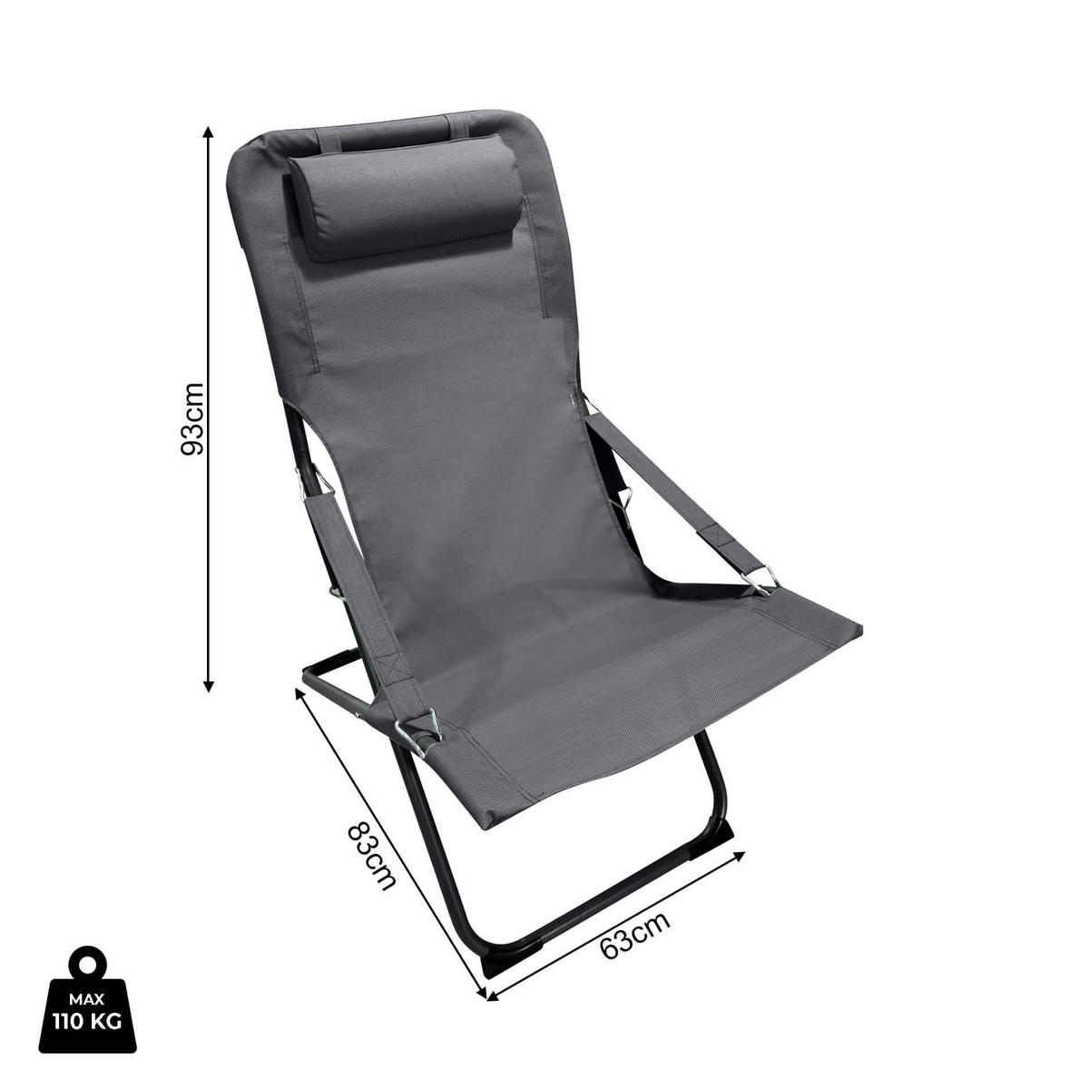 GARTEN-RELAXSESSEL Dunkelgrau 63/83/98 cm - Grau, Metall (63/88/83cm) - Mobili Rebecca