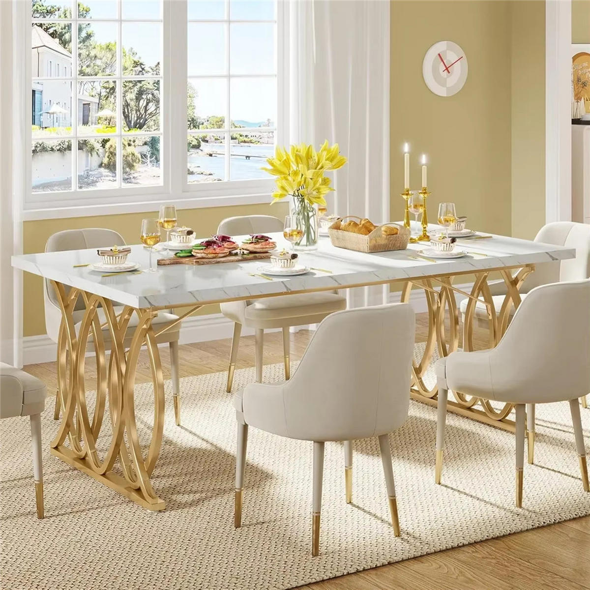 ESSTISCH 160/80/75 cm rechteckig 4–6 Personen - Weiß, Metall (80/160/75cm) - Coonoor